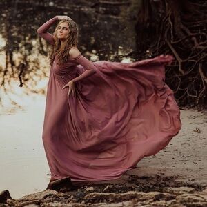 Beautiful dusty Rose extremely long maxi dress size extra large